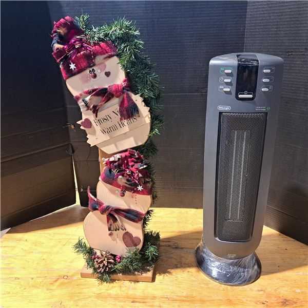 Christmas reef on a wood post and a heater