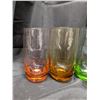 Image 11 : lot of multi colour glass cups, Pints, salt and pepper shakers, glass decor, and etc.