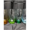 Image 12 : lot of multi colour glass cups, Pints, salt and pepper shakers, glass decor, and etc.