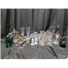 Image 1 : lot of multi colour glass cups, Pints, salt and pepper shakers, glass decor, and etc.