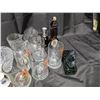 Image 4 : lot of multi colour glass cups, Pints, salt and pepper shakers, glass decor, and etc.