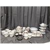 Image 1 : lot of tea cups, champagne glasses, tea pots, small plates, and etc.