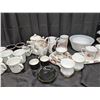 Image 3 : lot of tea cups, champagne glasses, tea pots, small plates, and etc.