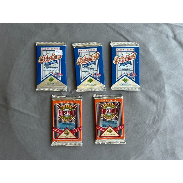5 Unopened Upper Deck Baseball Card Packs