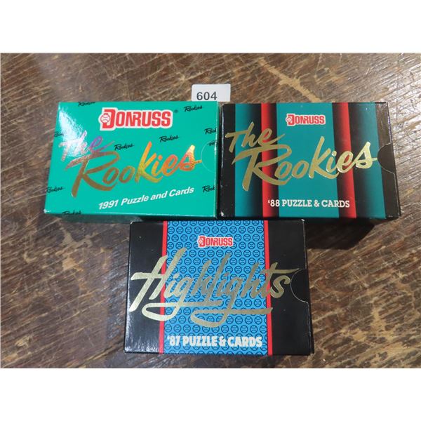 3 SETS DONRUSS - 'THE ROOKIES' 1988,91 '1987 HIGHLIGHTS'  BASEBALL