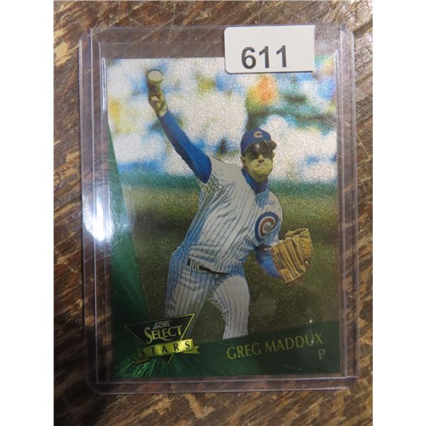 1992 SCORE  SELECT BASEBALL DUFEX SELECT STARS #9 GREG MADDUX  INSERT