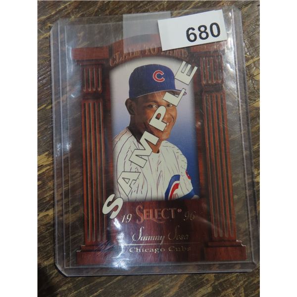Sammy Sosa - 1996 Pinnacle Select Claim To Fame Die-Cut Sample Card #8 Of 20