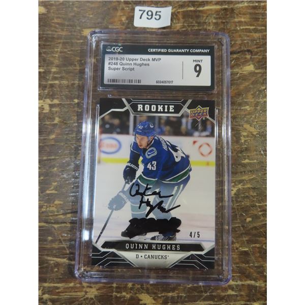 2019-20 Upper Deck MVP #248 Quinn Hughes SP RC Super Script black #4/5 CGC 9