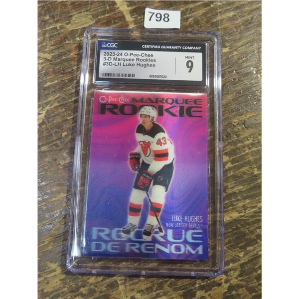 2023-24 OPC 3-D MARQUEE ROOKIES LUKE HUGHES 3D-LH  CGC 9