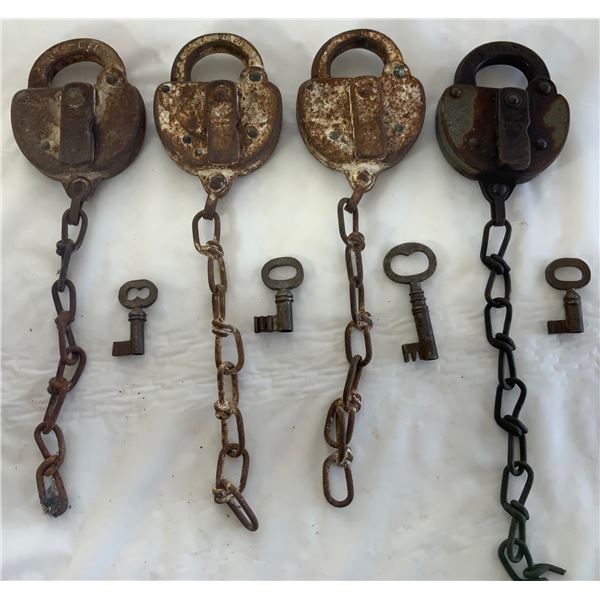 Four Large Locks w/ Misc. Keys