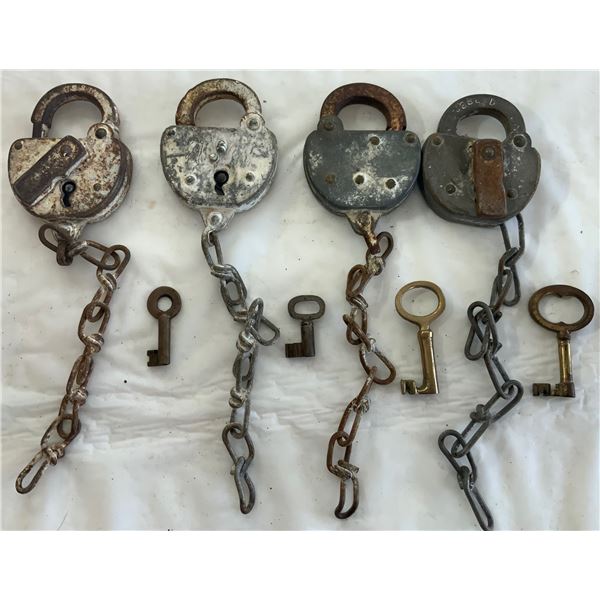 Four Large Locks w/ Misc. Keys