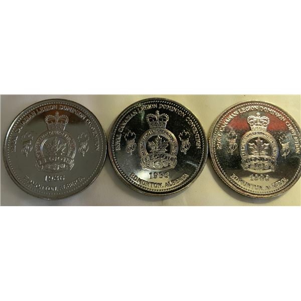 Three 1986 Legion Diamond Jubilee Coins. 1926-1986