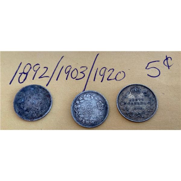 1893/1903/1920 Canadian Nickels