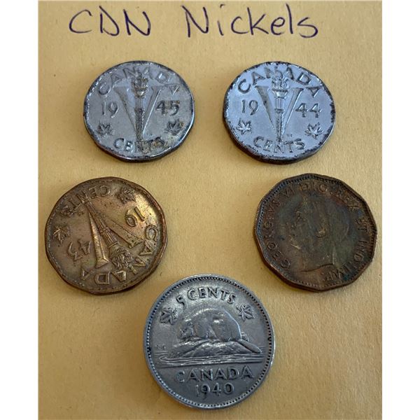 1940-1945 Canadian Nickels