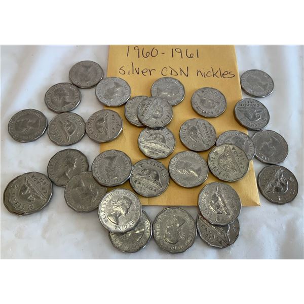 1960-1961 Canadian Nickels (30)