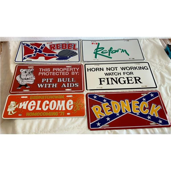 Six Novelty License Plates