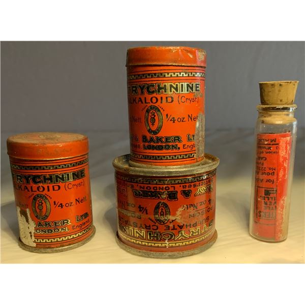 Four Small Strychnine Tins