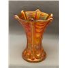 Image 1 : IMPERIAL GLASS, DARK MARIGOLD “PILLAR + DRAPE” RARE MINIATURE 4½” T VASE 