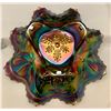 Image 4 : NORTHWOOD AMETHYST PLUS CARNIVAL GLASS THREE FRUITS MEDALLION RUFFLED FOOTED BOWL CIRCA 1909