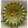 Image 2 : NORTHWOOD GREEN CARNIVAL GLASS GRAPE + CABLE PIE CRUST EDGE BOWL CIRCA 1909