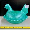 Image 1 : INDIANA GLASS PASTEL GREEN HP 1970S HEN ON NEST