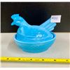 Image 1 : HEISEY BLUE SLAG VINTAGE HEN ON NEST