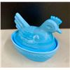 Image 2 : HEISEY BLUE SLAG VINTAGE HEN ON NEST