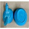 Image 4 : HEISEY BLUE SLAG VINTAGE HEN ON NEST
