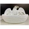Image 2 : VINTAGE FLACCID GLADDEN " THE AMERICAN HEN" ORIGINAL EARLY 1900S MILK GLASS