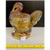 Image 1 : VINTAGE CARNIVAL GLASS TURKEY CANDY BOWL 2PC
