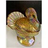 Image 3 : VINTAGE CARNIVAL GLASS TURKEY CANDY BOWL 2PC