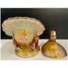 Image 4 : VINTAGE CARNIVAL GLASS TURKEY CANDY BOWL 2PC