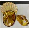 Image 5 : VINTAGE CARNIVAL GLASS TURKEY CANDY BOWL 2PC