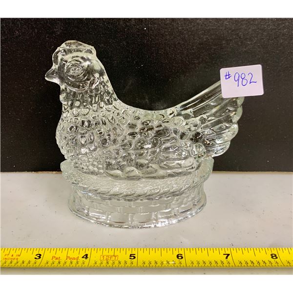 VINTAGE J.H MILLSTEIN JEANETTE GLASS 1940S HEN GLASS CANDY HOLDER