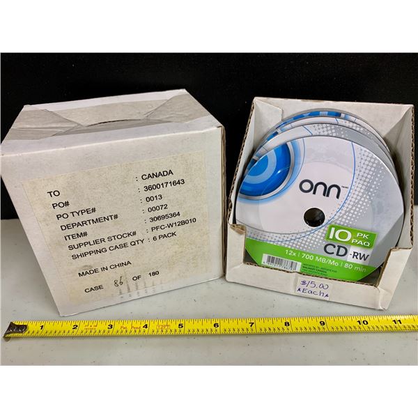 ONN 10 PACK X4 CD-RW 700MB 80 MINUTES RECORDABLE CDS/ SEALED