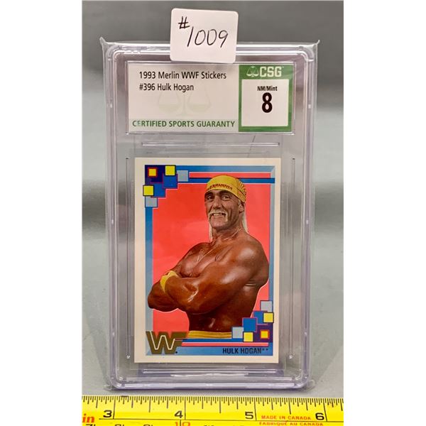 HULK HOGAN WWF #396 CSG 8 NM/MINT GRADED WRESTLING SUPERSTAR STICKER CARD