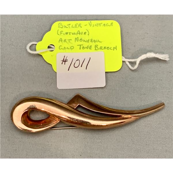 VINTAGE BUTLER MARKED FIFTH AVE. GOLD TONE ART NOUVEAU BROOCH