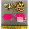 Image 1 : VINTAGE RARE MONET MARKED GOLD TONE CELTIC KNOT BROOK + FLAME TEXTURED EARRINGS SET