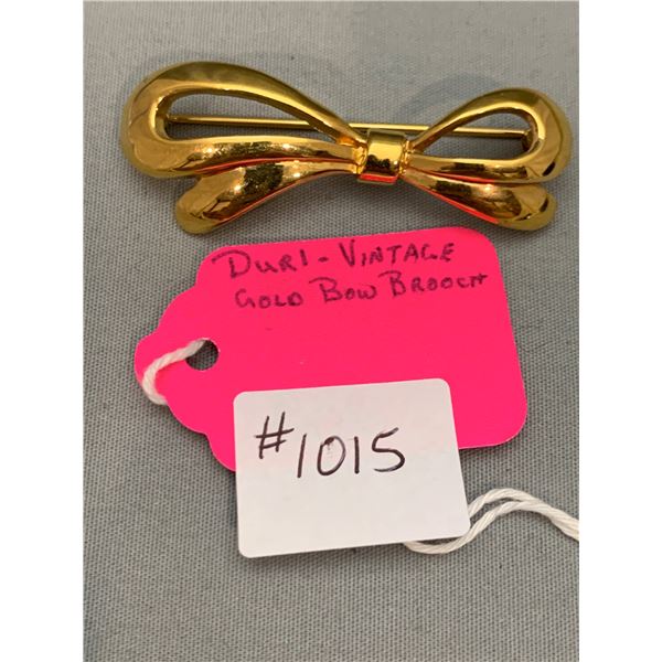 VINTAGE D’ORLAN GOLD TONE BOW BROOCH