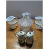 Image 1 : Six Pyrex coffee mugs, Candy Dish, Oil and Vinegar set.