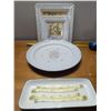 Image 4 : Two Square Shopping Platters, One Round Platter, Tall Spaghetti Canister, "Linda" Mug, and Asparagus