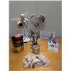 Image 1 : Angelic Hanging Heart, Tall Angel figurine holding water globe, misc. candles etc.