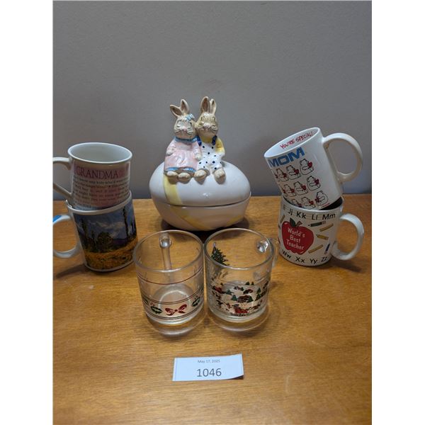 Easter Egg Candy Dish and Assorted Mugs
