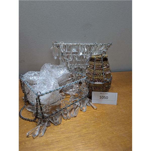Two Faux Crystal Hanging Tealight Holders