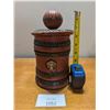 Image 1 : Antique Leather Wrapped Glass Humidor with Lid (lid has sponge inside) made in Italy.