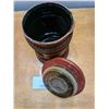 Image 2 : Antique Leather Wrapped Glass Humidor with Lid (lid has sponge inside) made in Italy.