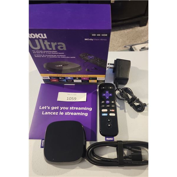 Roku Ultra HD 4K HDR Streaming Player with Power Supply, HDMI Cable, and Remote. Built in apps that 