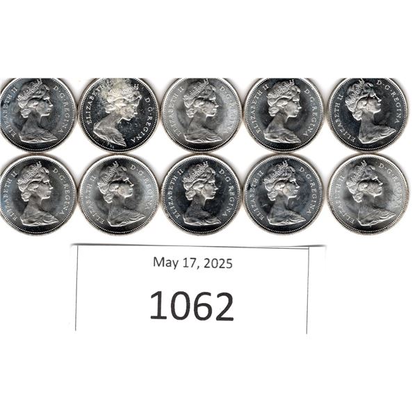 10 loose circulated 1967 'Couger' Quarters