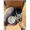 Image 6 : 12 Plastic Bowls, milk bottles, Napkin dispenser,Box of Metal Kitchen or Camping stuff.