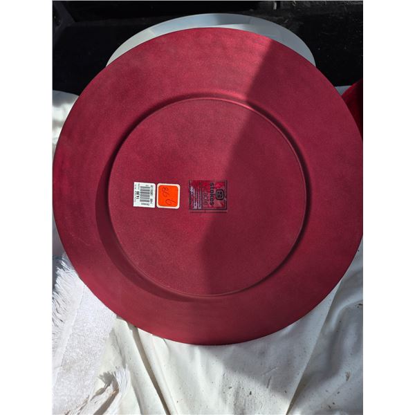 7 Red Charger Plates – Heavy. Cake Carrier